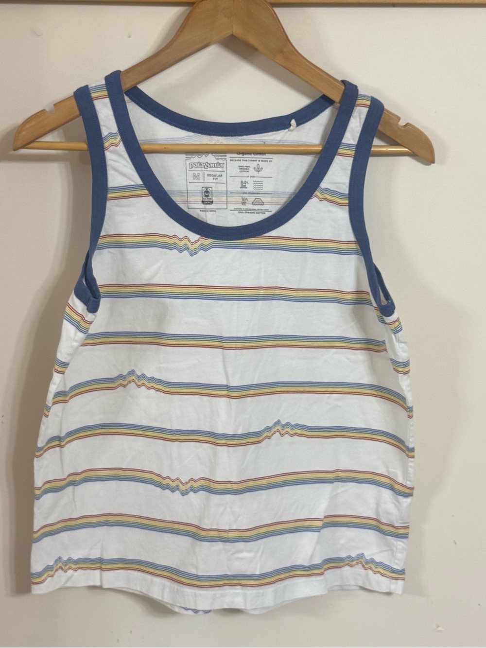 Patagonia Ridge Rise Repeat Tank Top with Blue Trim